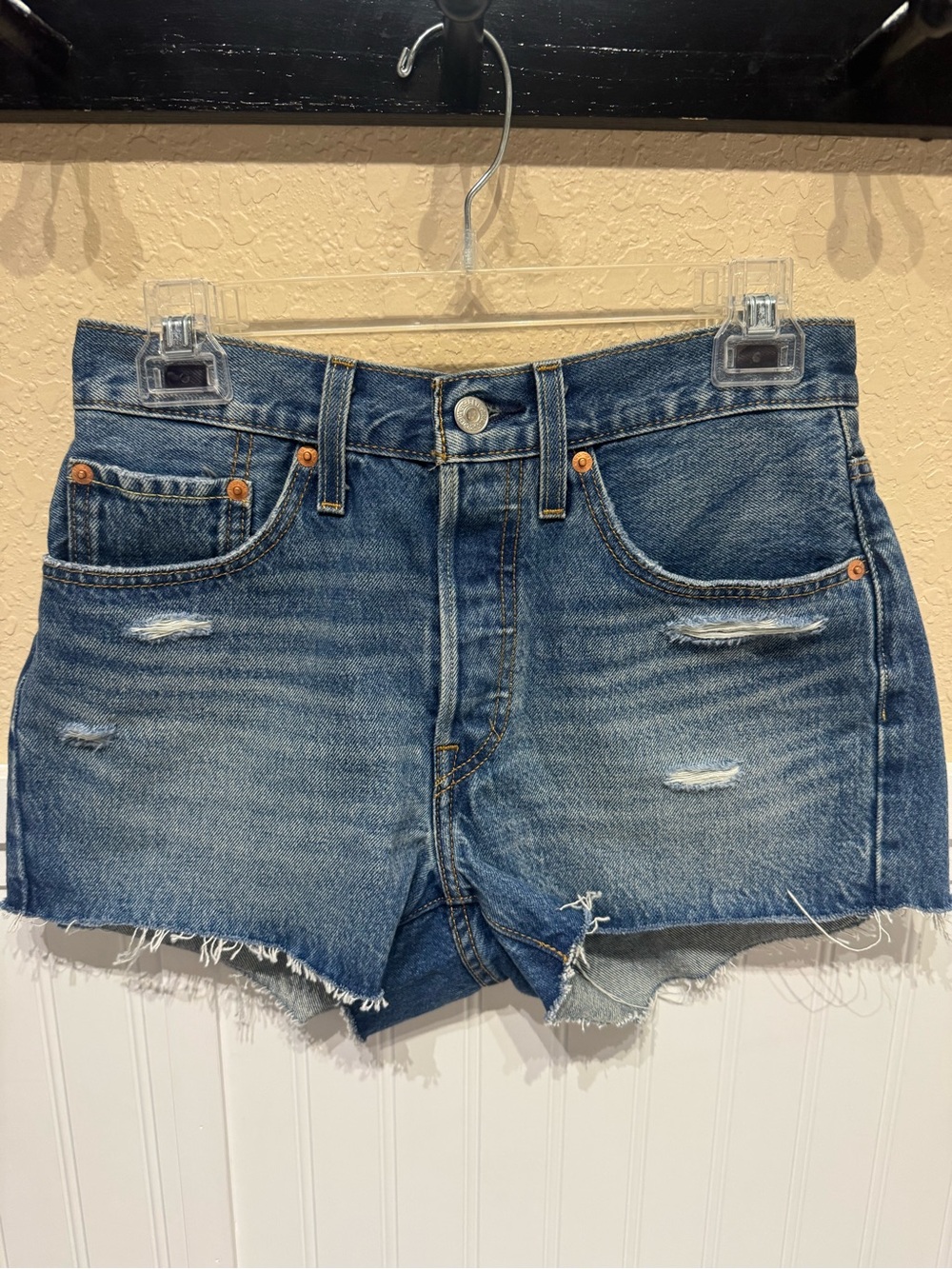 Levi's Blue Distressed Cutoff Denim Shorts